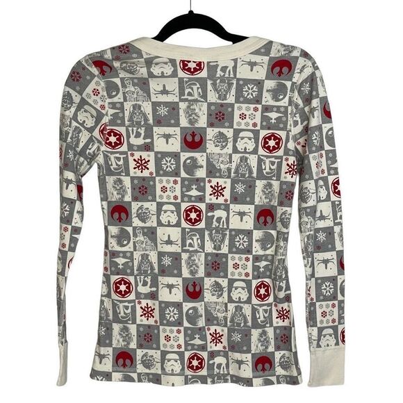 Hanna Andersson Gray Cream Star Wars Winter Snowflakes Print Pajama Set S - Picture 3 of 9